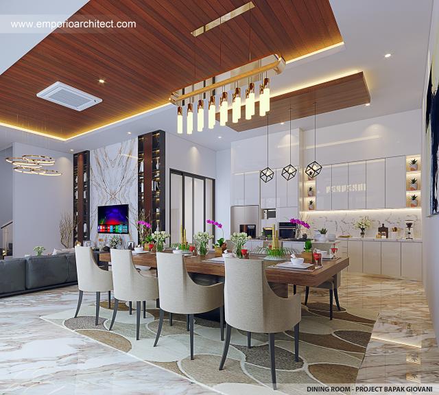 Desain Ruang Makan Rumah Modern 3 Lantai Bapak GVN di Jakarta