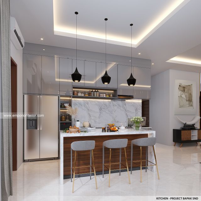 Desain Dapur Rumah Modern 3 Lantai Bapak SND di Jakarta