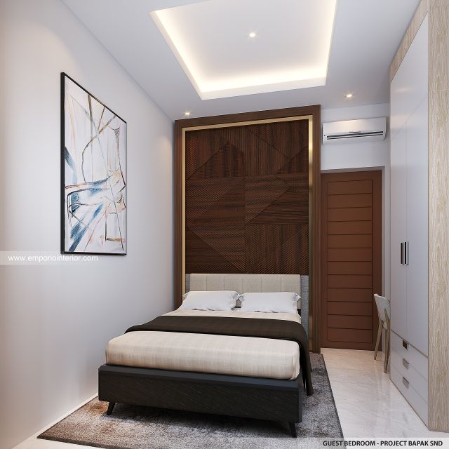 Desain Kamar Tidur Tamu Rumah Modern 3 Lantai Bapak SND di Jakarta