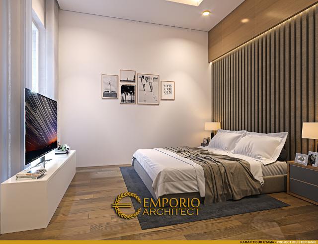 Desain Kamar Tidur Utama Rumah Modern 3 Lantai Ibu Stephanie di Jakarta Barat