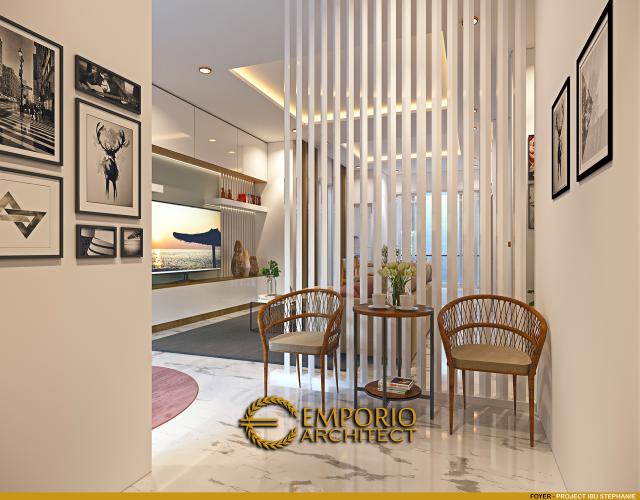 Desain Foyer Rumah Modern 3 Lantai Ibu Stephanie di Jakarta Barat