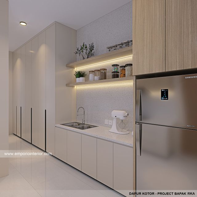 Desain Dapur Kotor Rumah Modern 3 Lantai Bapak RKA di Badung, Bali