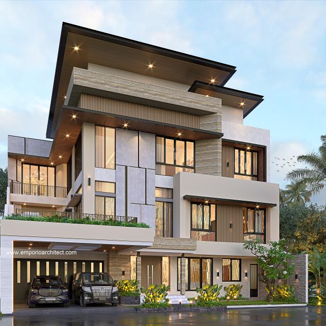 Desain Rumah Modern 3 Lantai Ibu Ivana di  Solo