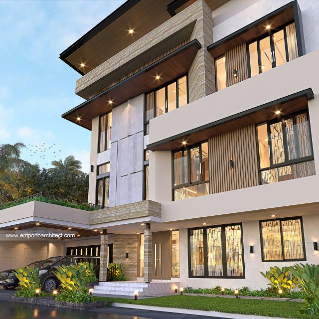 #frontviewexterior - Mrs. Ivana Modern House 3 Floors Design - Solo - Code 24933