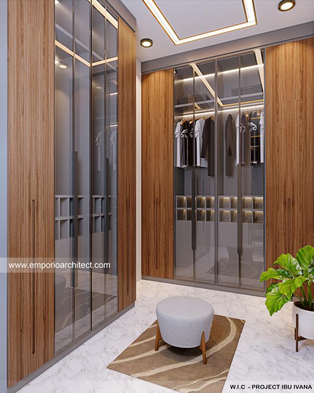 Desain Walk In Closet Rumah Modern 3 Lantai Ibu Ivana di Solo