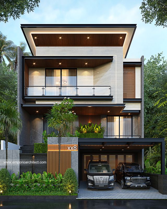 Gambar 1 Desain Rumah Modern 3 Lantai Ibu MVI 1965 di  Surabaya