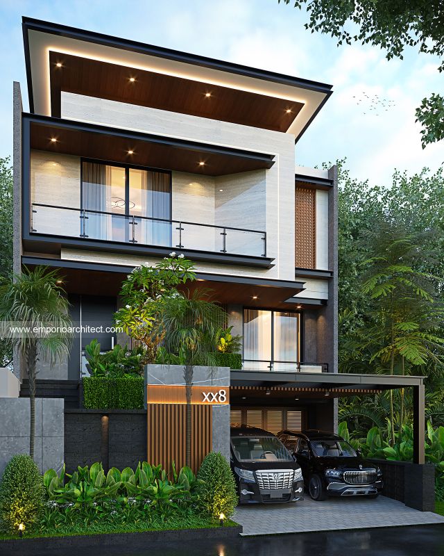 Gambar 2 Desain Rumah Modern 3 Lantai Ibu MVI 1965 di  Surabaya