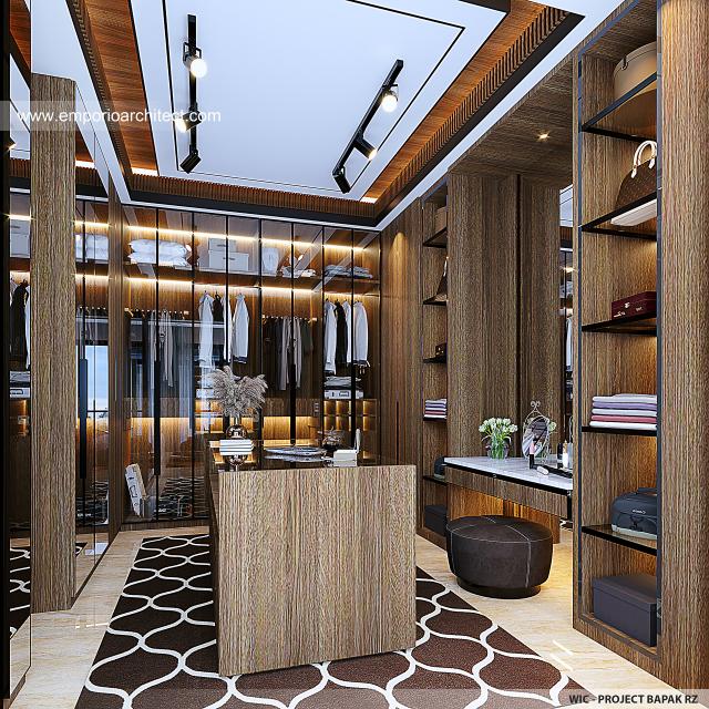 Desain Walk In Closet Rumah Modern 3 Lantai Bapak RZ di Tegal, Jawa Tengah