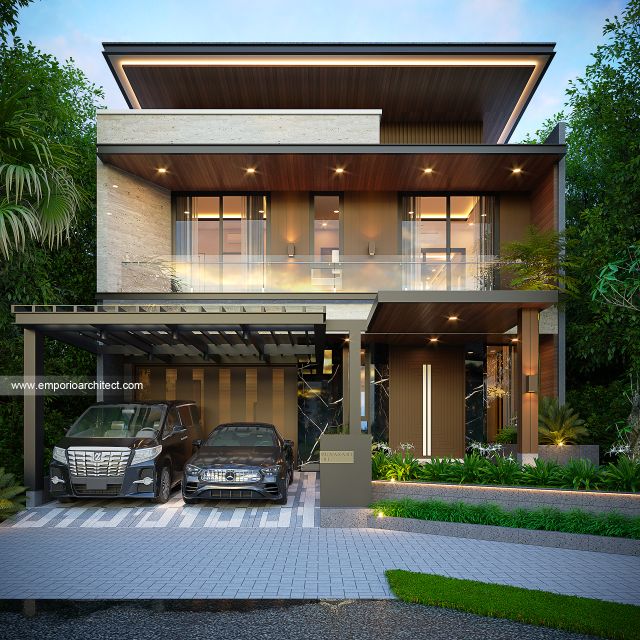 Desain Tampak Depan Rumah Modern Minimalis 3 Lantai Bapak IWP di Bandung