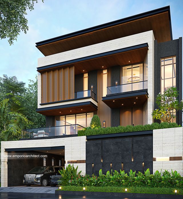 Desain Tampak Depan 3 Rumah Modern 3 Lantai Bapak HDR di Kudus, Jawa Tengah