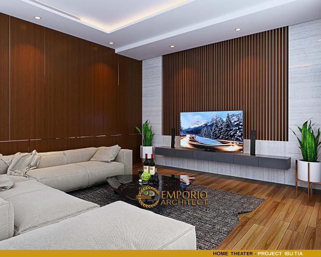 Desain Home Theater Rumah Modern 3 Lantai Ibu TY di BSD, Tangerang Selatan, Banten