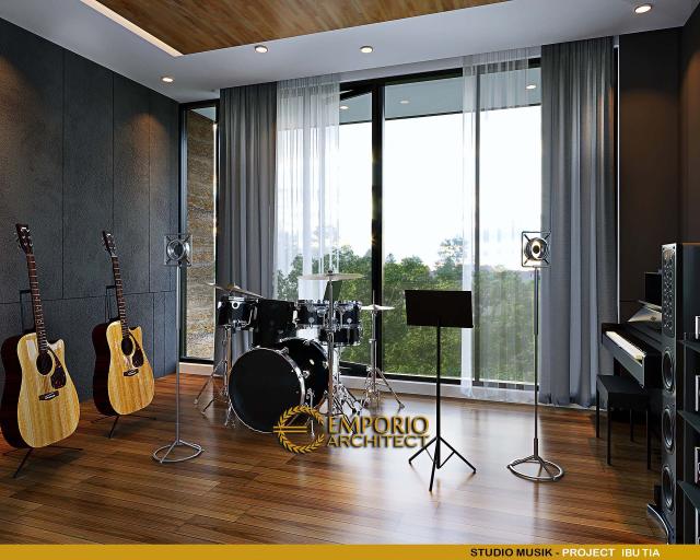 Desain Studio Musik Rumah Modern 3 Lantai Ibu TY di BSD, Tangerang Selatan, Banten