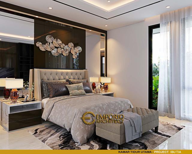 Desain Kamar Tidur Utama Rumah Modern 3 Lantai Ibu TY di BSD, Tangerang Selatan, Banten