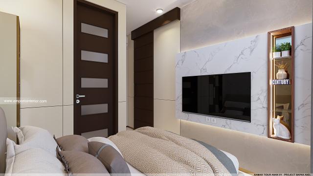 Desain Kamar Tidur Anak 1 Rumah Modern 3 Lantai Bapak Axel di Palembang