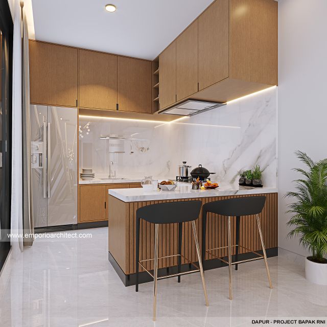 Desain Dapur Rumah Modern 3 Lantai Bapak RNI di Jakarta