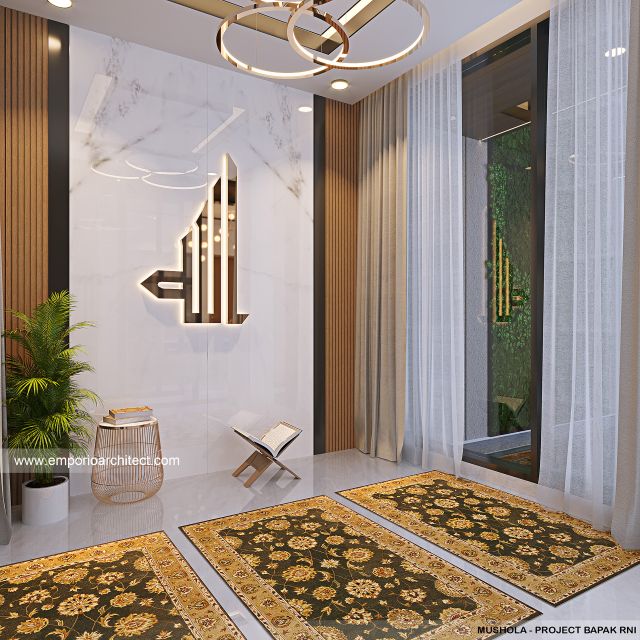 Desain Mushola Rumah Modern 3 Lantai Bapak RNI di Jakarta