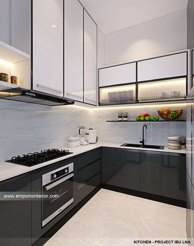 Desain Dapur Rumah Modern 3 Lantai Ibu LNA di Pondok Indah, Jakarta Selatan