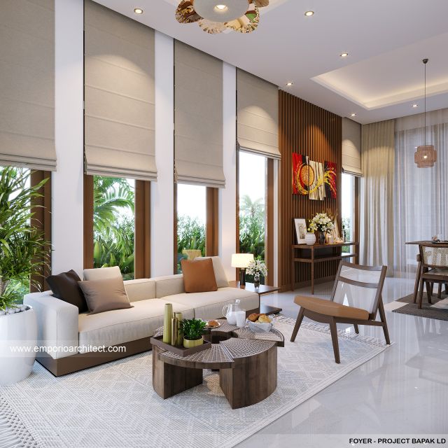 Desain Foyer Rumah Modern 3 Lantai Bapak LD di Depok