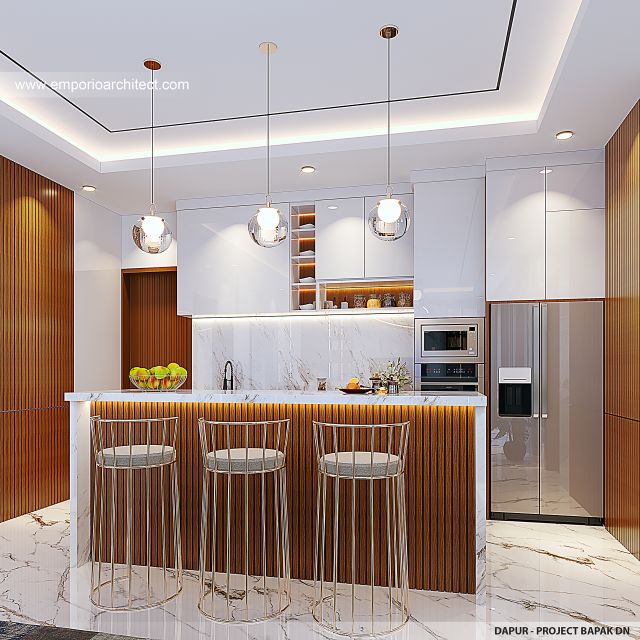 Desain Dapur Rumah Modern 3 Lantai Bapak DN di Balikpapan