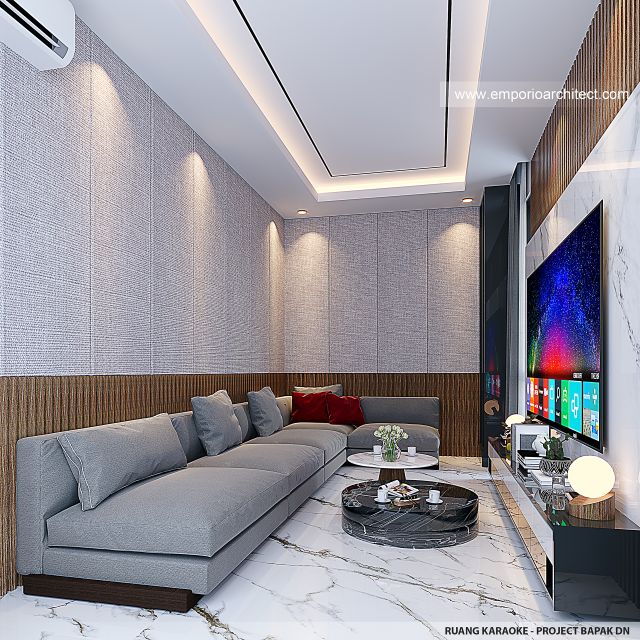 Desain Ruang Karaoke Rumah Modern 3 Lantai Bapak DN di Balikpapan