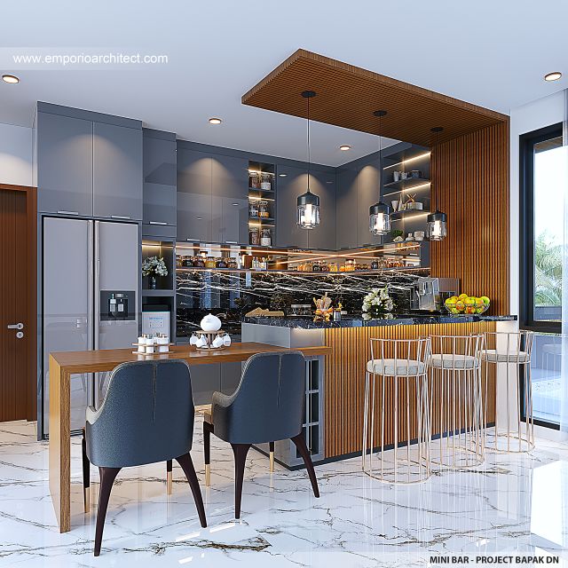 Desain Mini Bar Rumah Modern 3 Lantai Bapak DN di Balikpapan