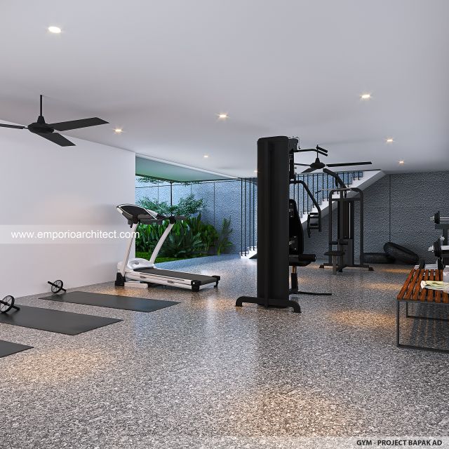 Desain Ruang Gym Rumah Modern 3 Lantai Bapak AD di Pondok Indah, Jakarta Selatan