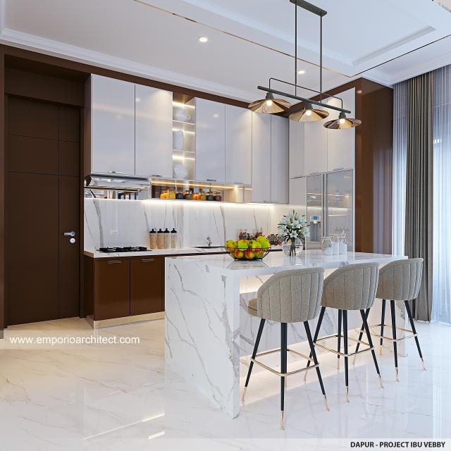 Desain Dapur Rumah Modern 3 Lantai Ibu VBB di Bandung