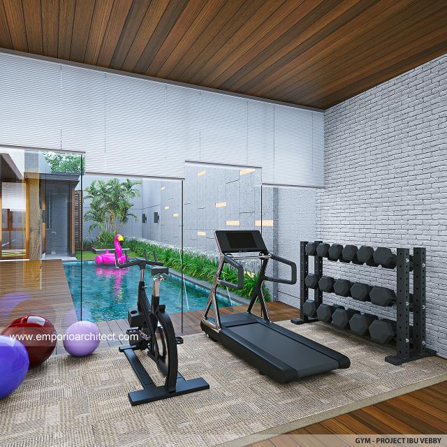 Desain Area Gym Rumah Modern 3 Lantai Ibu VBB di Bandung