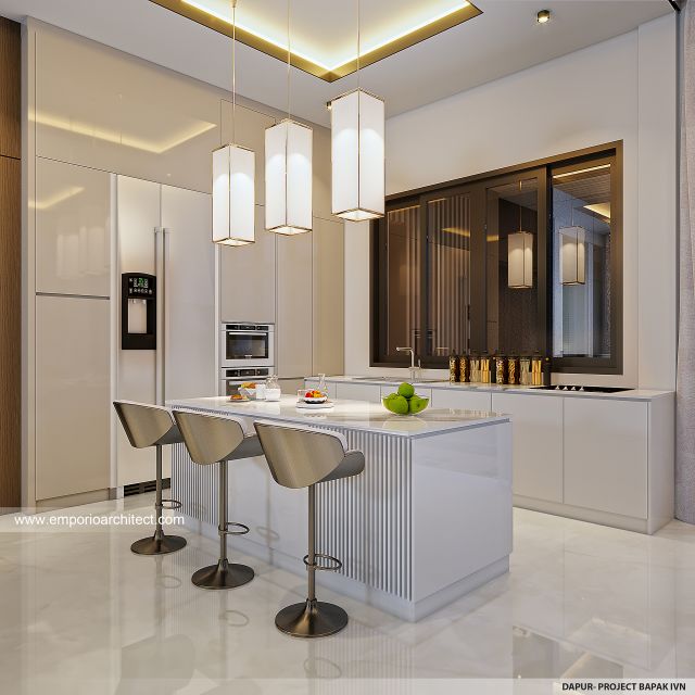 Desain Dapur Rumah Modern 3 Lantai Bapak IVN di Jakarta