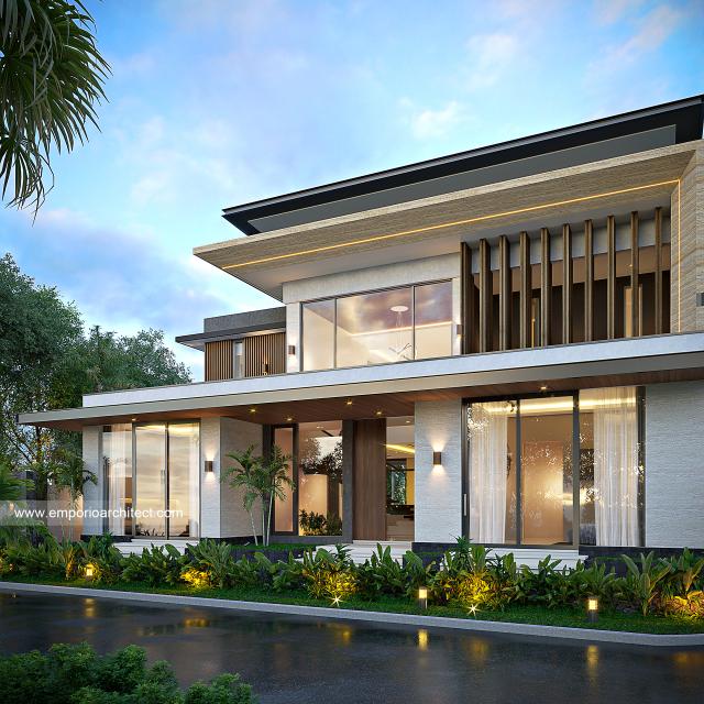 Desain Rumah Modern 3 Lantai Bapak WRS di Purworejo, Jawa Tengah - Tampak Depan