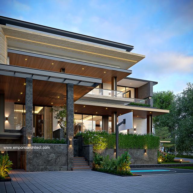 Desain Tampak Belakang Rumah Modern 3 Lantai Bapak WRS di Purworejo, Jawa Tengah