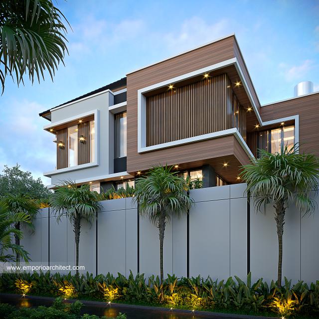 Desain Tampak Samping Rumah Modern 3 Lantai Ibu LDN di Cirebon, Jawa Barat