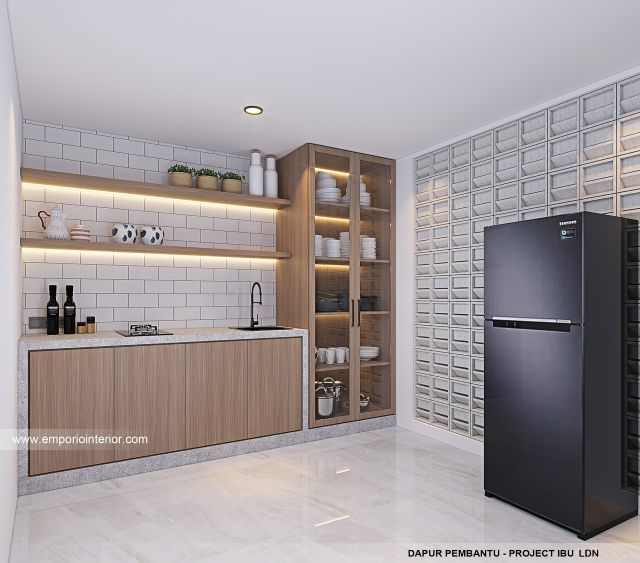 Desain Dapur ART Rumah Modern 3 Lantai Ibu LDN di Cirebon, Jawa Barat