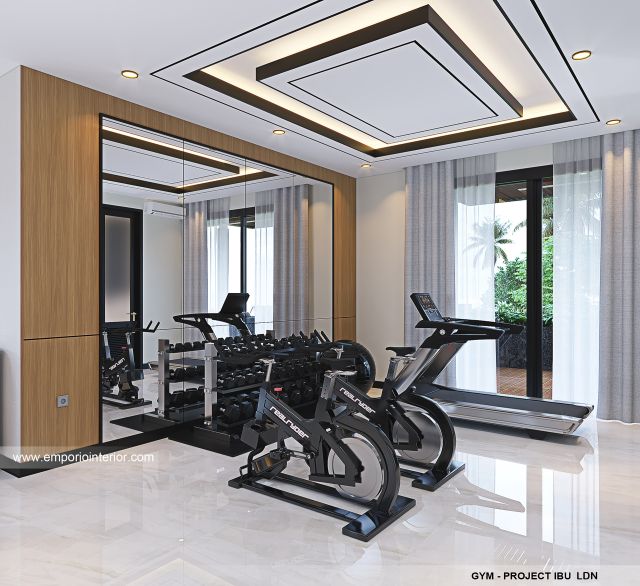 Desain Gym Rumah Modern 3 Lantai Ibu LDN di Cirebon, Jawa Barat