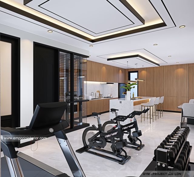 Desain Gym Rumah Modern 3 Lantai Ibu LDN di Cirebon, Jawa Barat