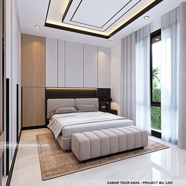 Desain Kamar Tidur Anak Rumah Modern 3 Lantai Ibu LDN di Cirebon, Jawa Barat