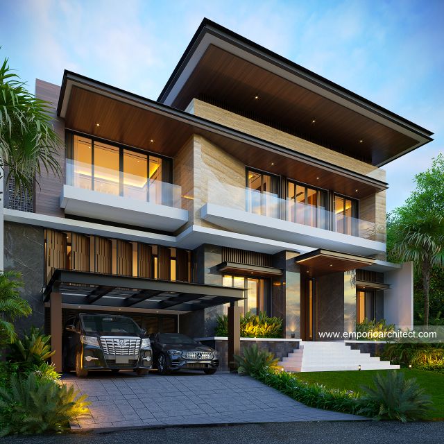 Gambar 2 Desain Rumah Modern 3 Lantai Ibu ADN 1740 di  Serang, Banten