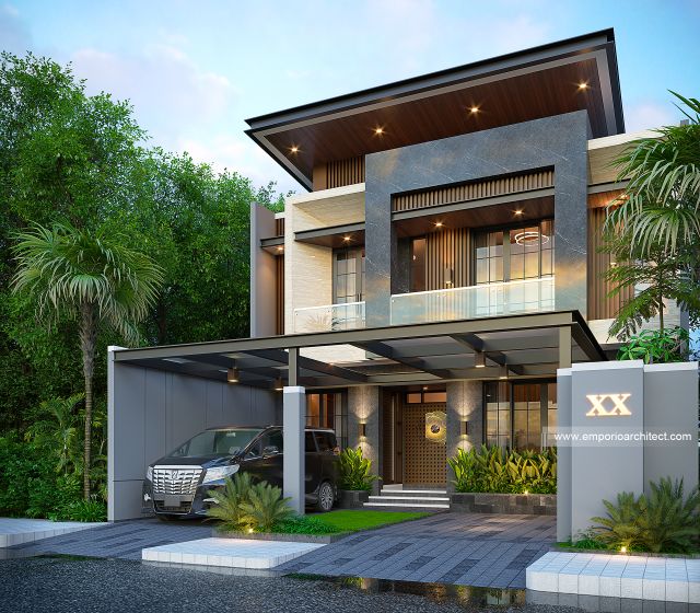 Desain Tampan Depan Dengan Pagar Rumah Modern 3 Lantai Ibu OLV di Surabaya