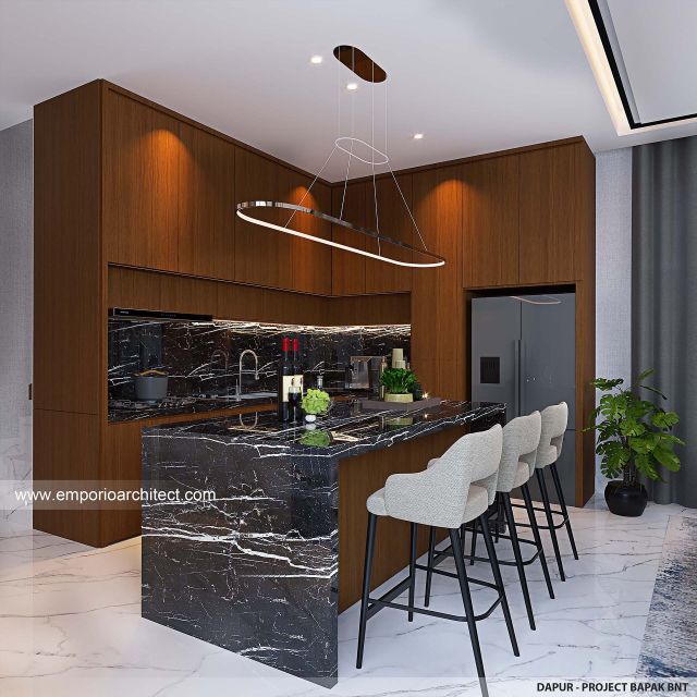 Desain Dapur Rumah Modern 3 Lantai Bapak BNT di Bandung