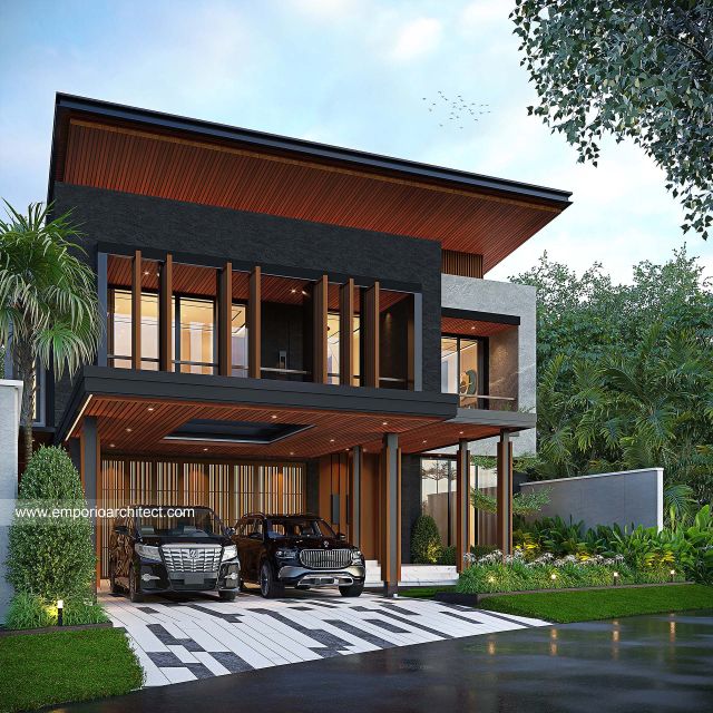 Desain Tampak Depan 2 Rumah Modern 3 Lantai Bapak BNT di Bandung