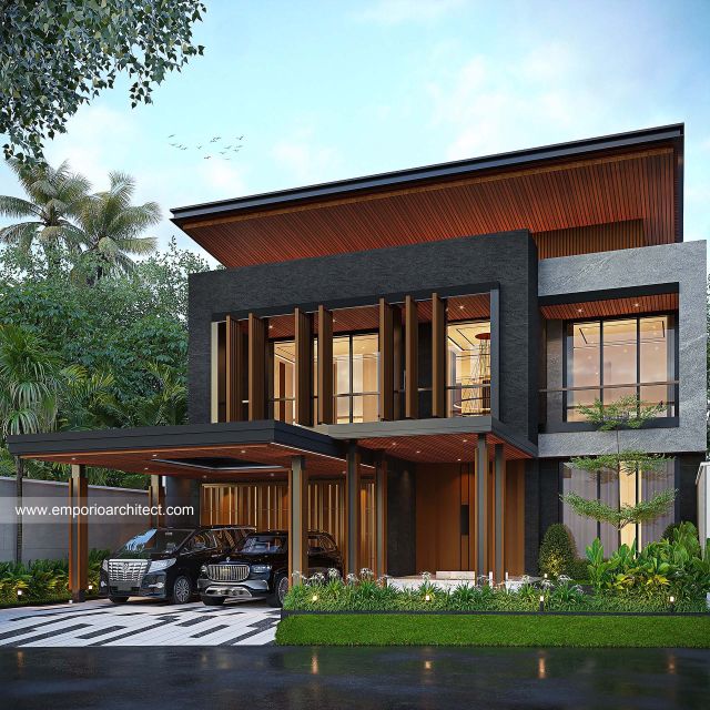 Desain Tampak Depan 3 Rumah Modern 3 Lantai Bapak BNT di Bandung