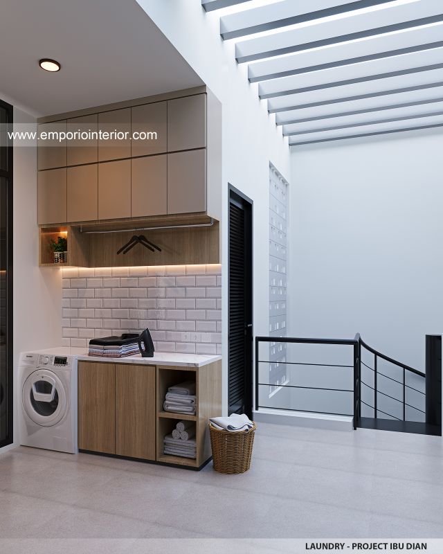 Desain Laundry Rumah Modern 3 Lantai Ibu DNA di Jakarta