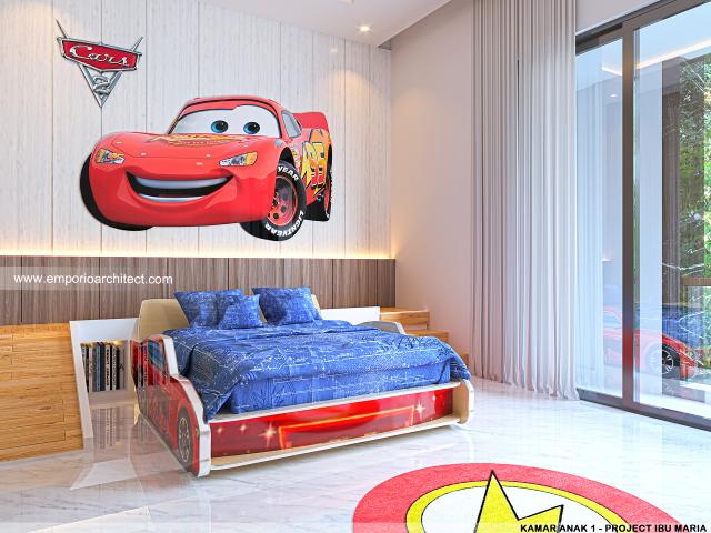 Desain Kamar Tidur Anak 1 Rumah Modern 3 Lantai Ibu Maria di Jakarta