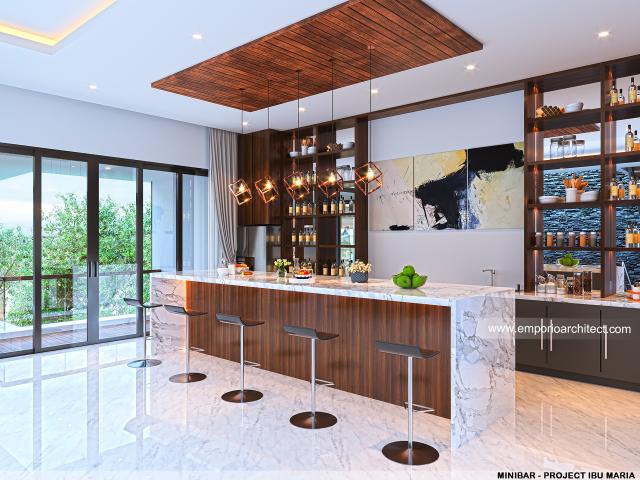 Desain Mini Bar Rumah Modern 3 Lantai Ibu Maria di Jakarta