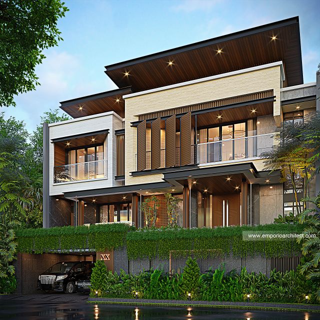 Desain Tampak Depan 3 Rumah Modern 3 Lantai Bapak ADN di Balikpapan