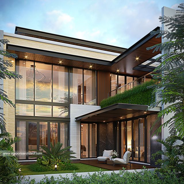 Desain Tampak Belakang Rumah Modern 3 Lantai Bapak ADN di Balikpapan