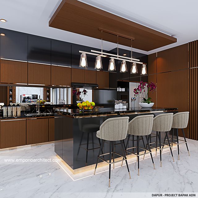 Desain Dapur Rumah Modern 3 Lantai Bapak ADN di Balikpapan