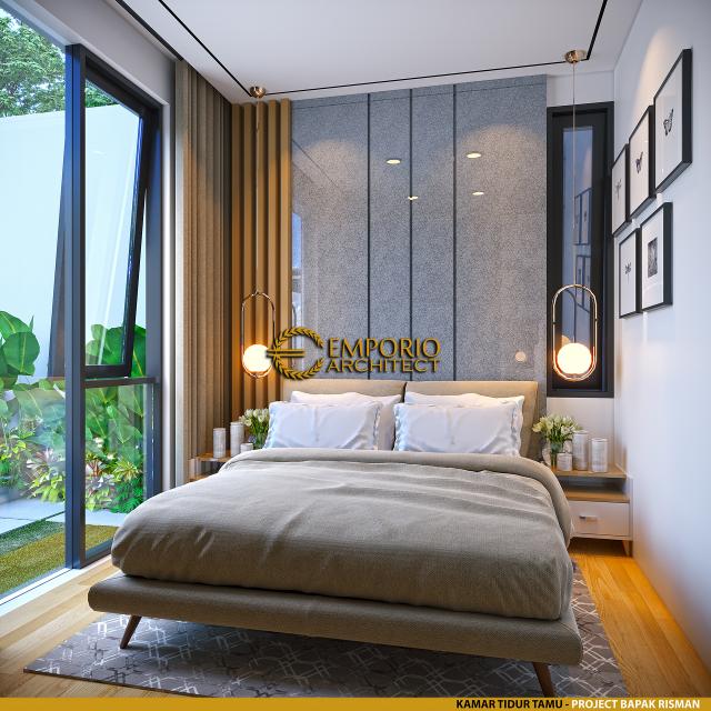 Desain Kamar Tidur Tamu Rumah Modern 3 Lantai Bapak Risman di Bintaro, Jakarta Selatan