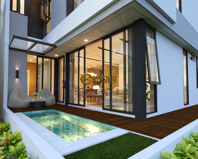 Desain Tampak Detail Belakang Rumah Modern 3 Lantai Bapak Risman di Bintaro, Jakarta Selatan