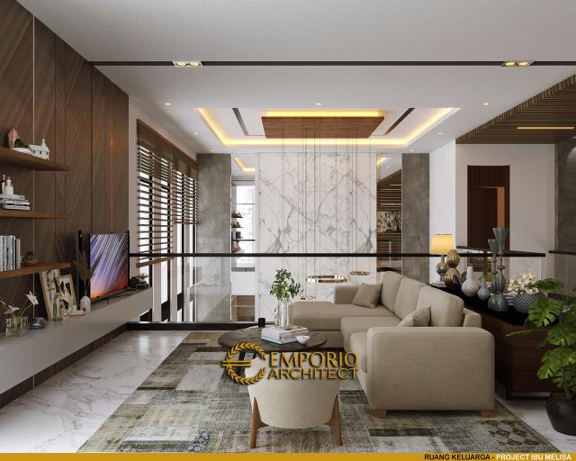 Desain Ruang Keluarga Rumah Modern 3 Lantai Ibu Melisa di Sentul, Bogor, Jawa Barat